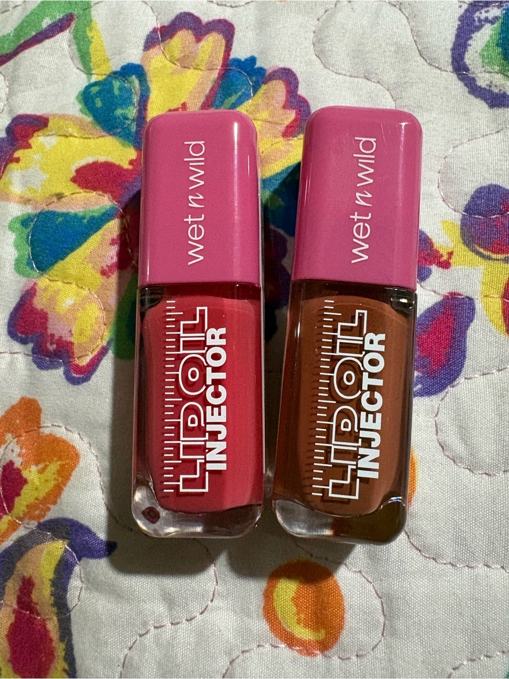 wet n wild Lip Oil Injector Gloss — Bright Pink & Warm Brown